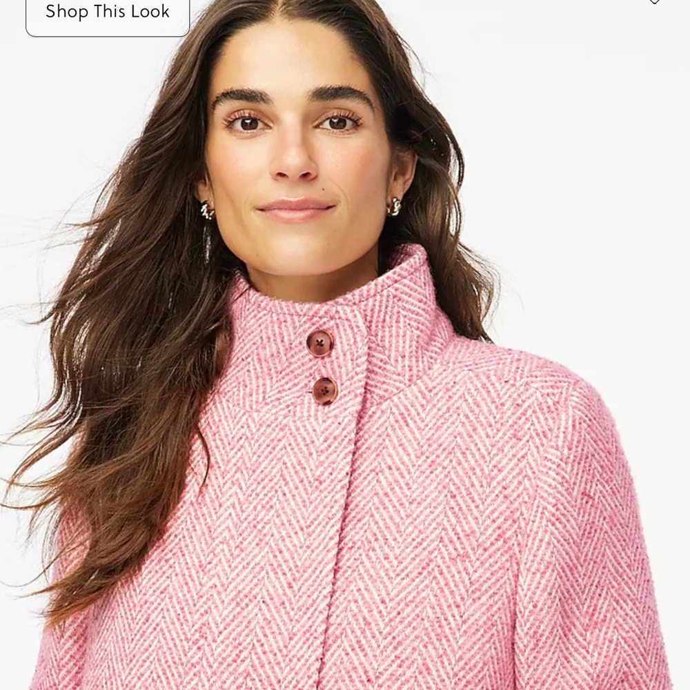 J. Crew Factory Pink Herringbone City Coat